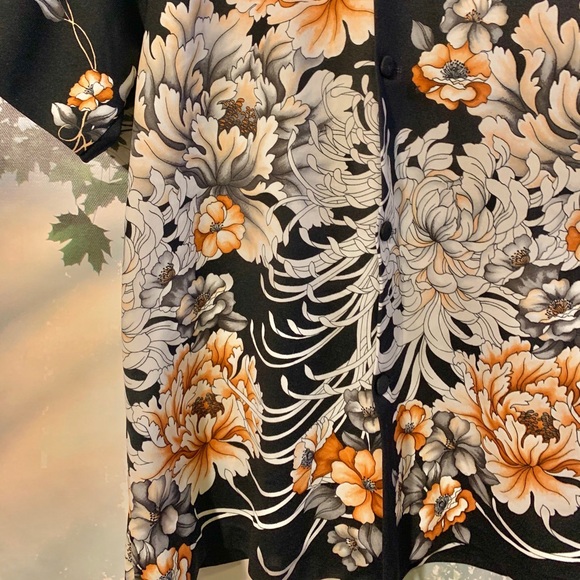 VTG Rare Sidan Hawaiian Shirt chrysanthemum floral - Picture 5 of 11